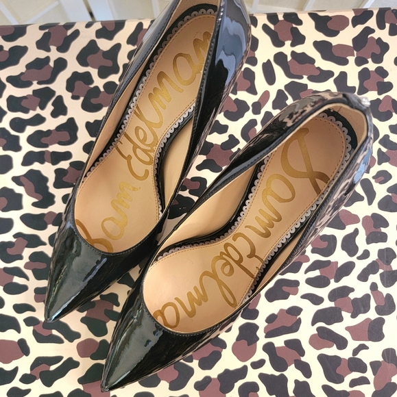 Sam Edelman Hazel Black Patent Heeled Stiletto Pumps - Size 8 - Picture 2 of 3